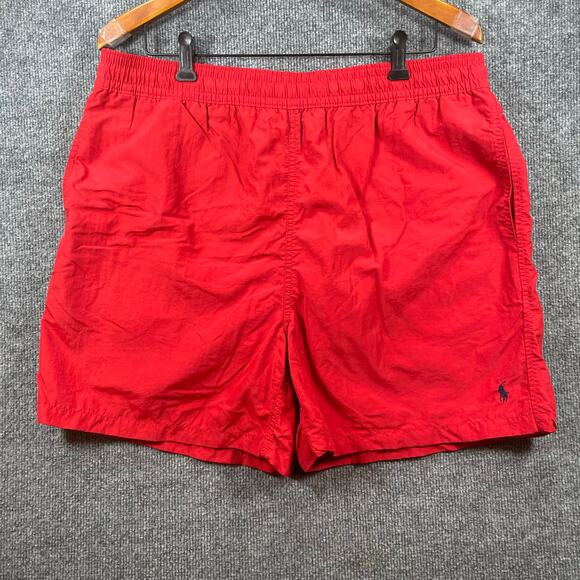 Polo Ralph Lauren Swim Shorts Men's XL Red Mesh Lined Drawstring Swimwear - Picture 1 of 11